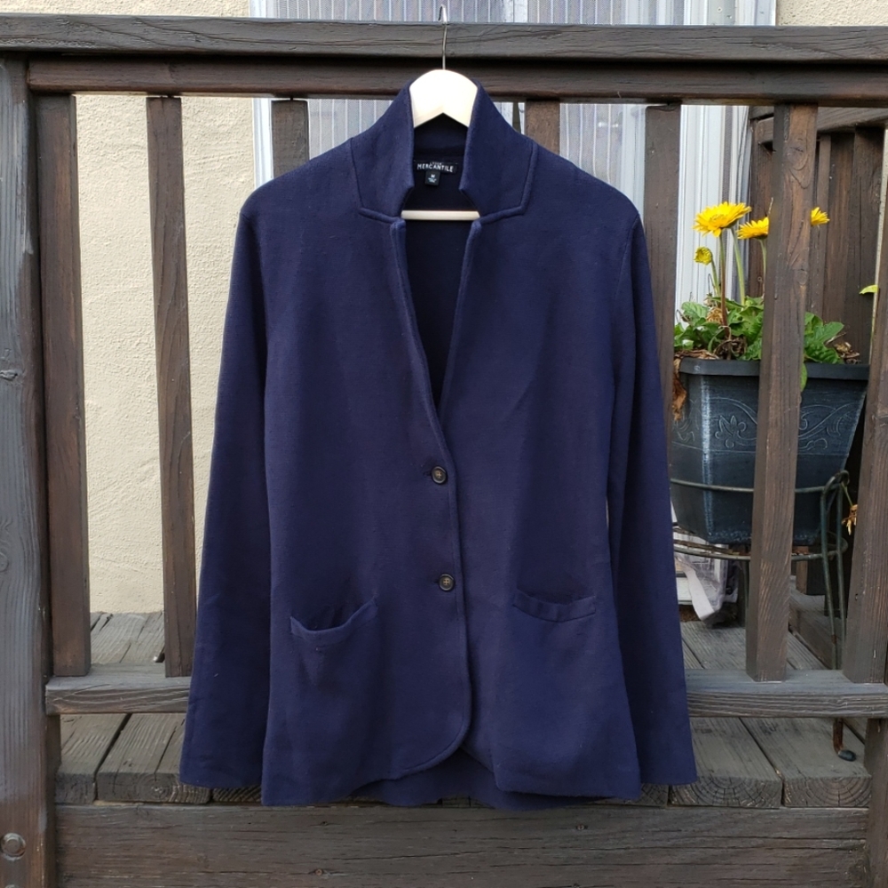 J Crew Mercantile Navy Sweater Blazer